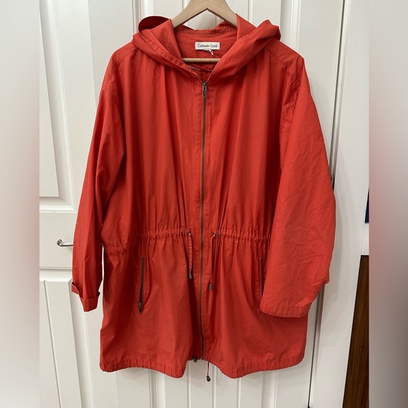Coldwater Creek Orange Jacket Cotton Lightweight Windbreaker sz XL Hood - Picture 1 of 6